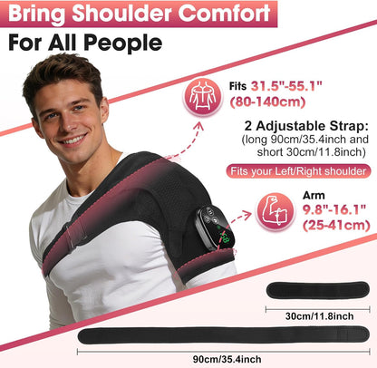 Cordless Shoulder Heating Pad with Massage, Heated Shoulder Wrap Massager for Pain Relief Deep Tissue, Rotator Cuff Heating Pad Frozen Shoulder