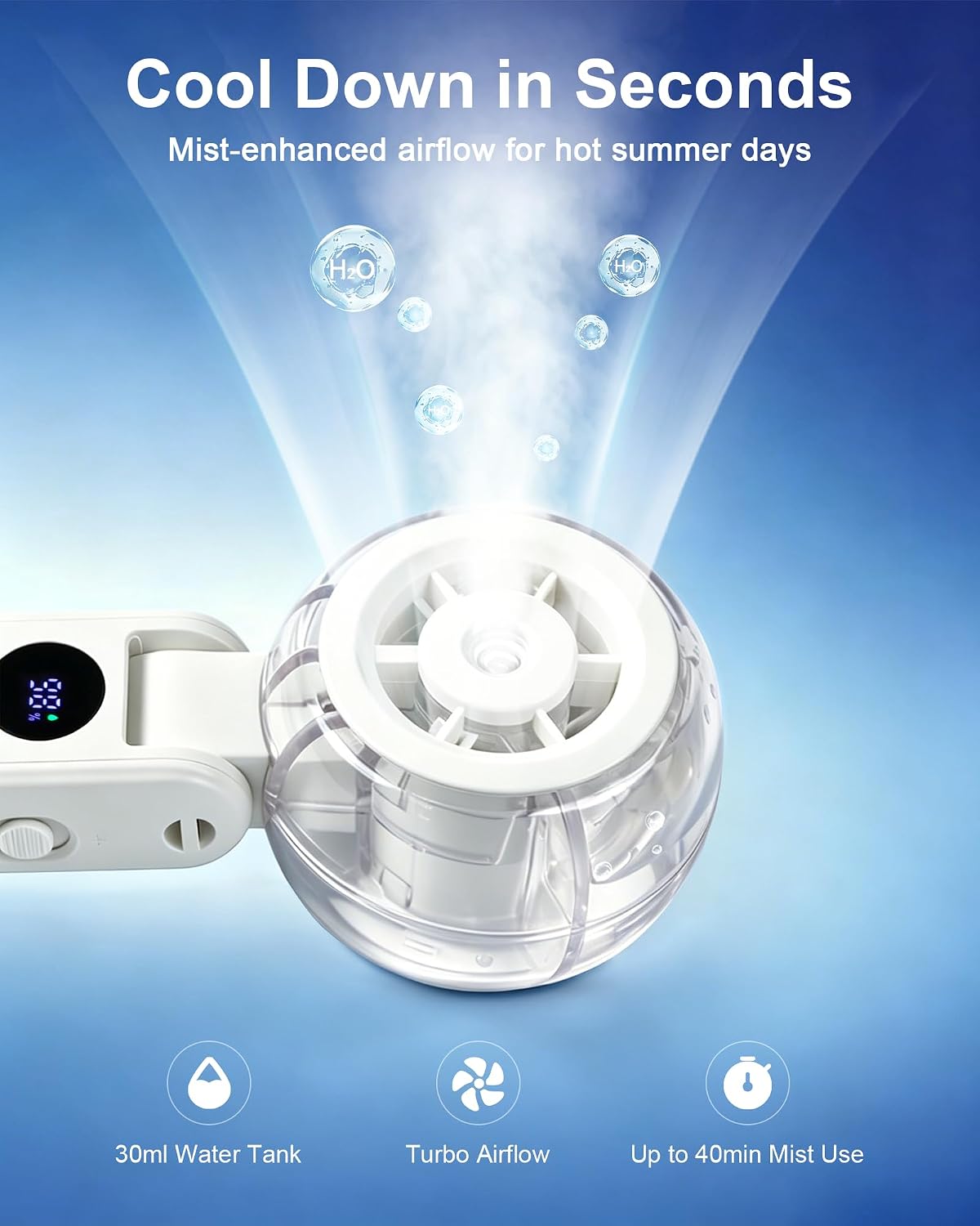 Portable Misting Fan, Rechargeable Handheld Spray Fan