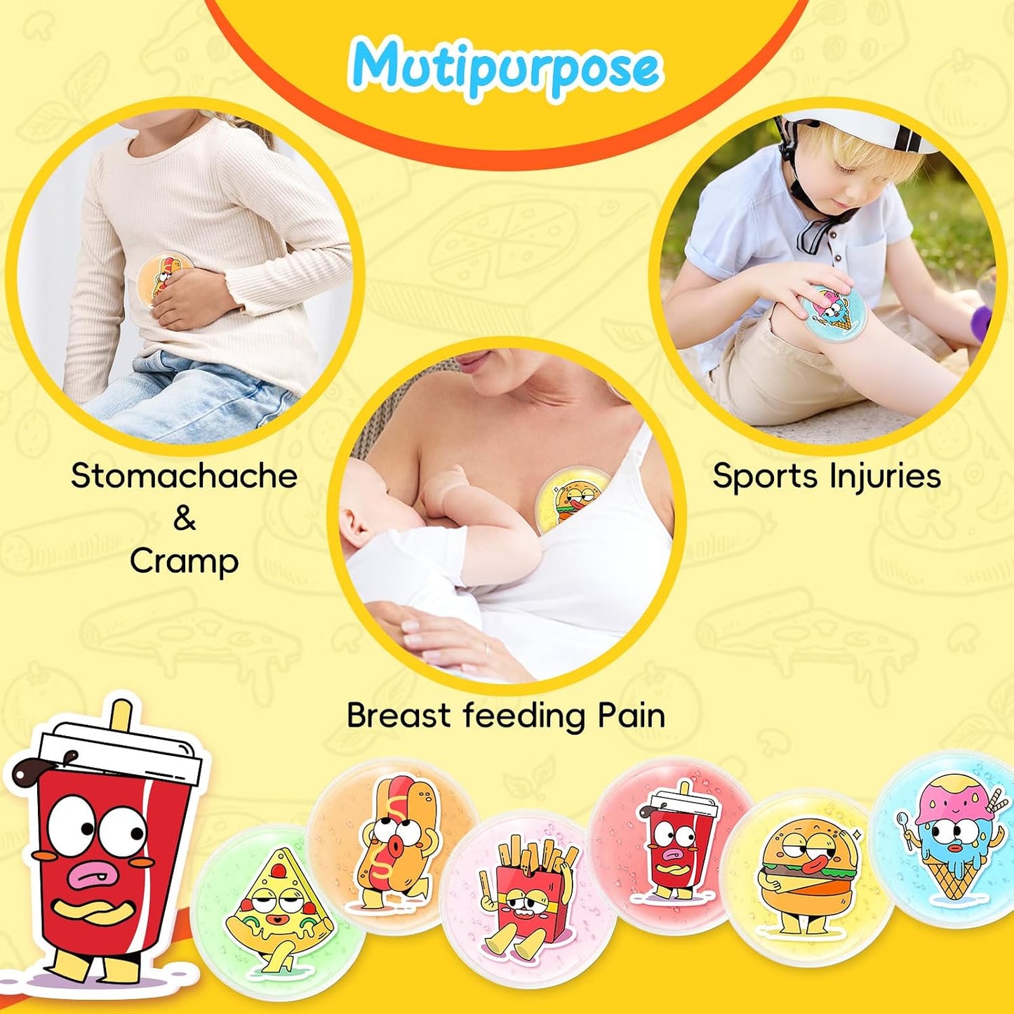 Small Ice Packs, 6 Pcs, Reusable Mini Gel Cold Packs for Injuries, Hot Cold Compress for Kid's Boo Boos, Headaches, Wisdom Teeth, Breastfeeding, Pain Relief, Fever, Mosquito Bite, First Aid 3" X 4.5"
