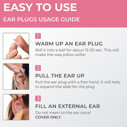 Peace&Quiet | PQ Wax Ear Plugs for Sleeping, Swimming - Soft Noise Cancelling Silicone Gel Wax Earplugs for Sleep and Swimmers, Sound Blocking Level of 32 Db, Color: Blue