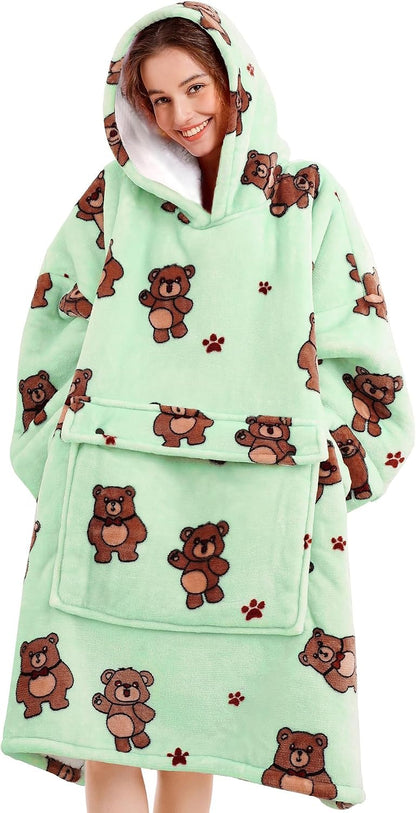 Narecte Cozy Oversized Blanket Hoodie Wearable Blanket Adults Soft Hooded Blanket Hoodie Birthday Gifts for Women Christmas - Colors B