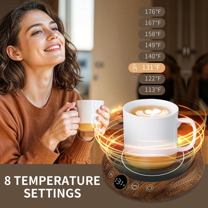 Coffee Mug Warmer, Valentines Day Gifts for Her Wife Girlfriend Daughter Him, Electric Cup Warmer for Desk, Candle Warmer Plate 8-Temp Setting & 1-12H Timer, Birthday Gifts for Women Men