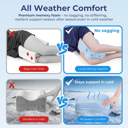 13" Extended-Length Knee Pillow for Side Sleepers with Full Thigh Support | Memory Foam Leg Pillow for Side Sleeping with Airflow Vent Reduces Heat – No Stiffening, Relieves Back/Hip/Knee Pain