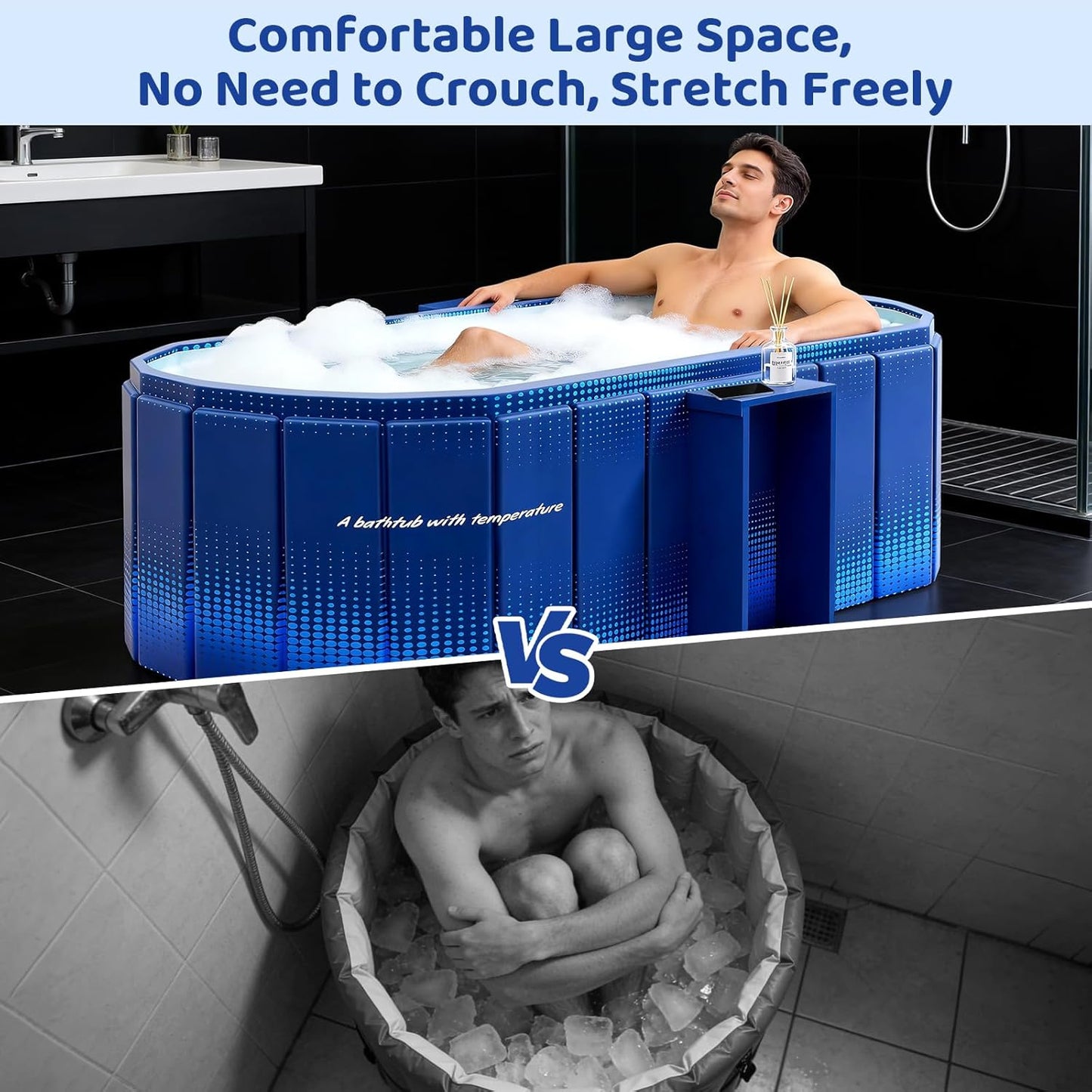 Expandable Bathtub Tray, Foldable Bath Tray for Tub, Acrylic Bath Table Trays Storage Rack, Bath Tub Tray for Bathtub & Bathroom Accessories (Transparent Bathtub Tray, 22"L x 7.8"W x 1.7"H)
