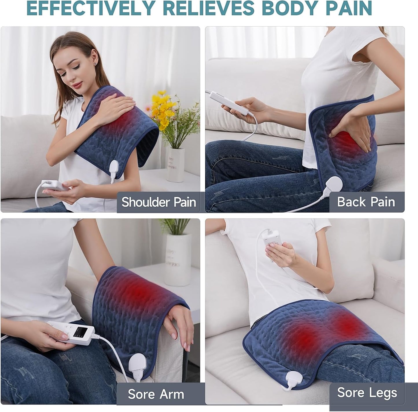 Heating Pad for Back, Neck, and Shoulder Pain Relief, Electric Heat Pad with 6 Heat Levels, Moist Heat Option, Auto Shut-Off, Birthday Christmas Gift for Women Men Mom Dad Grandma, Gift for her