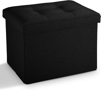 LINMAGCO Ottoman with Storage Small Foot Rest Stool Under Desk Stool Short Folding Footrest for Living Room Bedroom Home Office Dorm Dark Gray 16X12X12IN