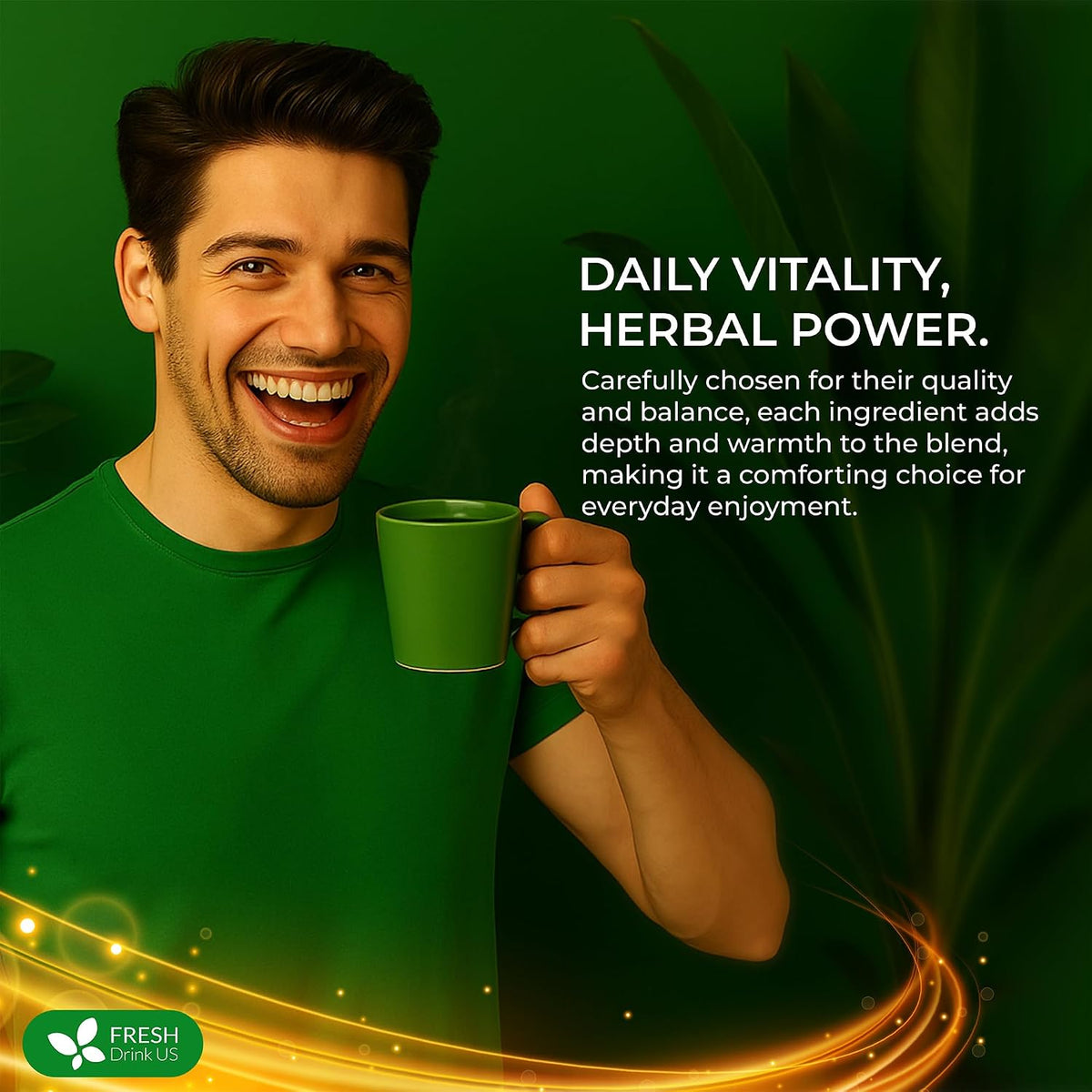 FreshDrinkUS, 12 Packs of Premium Herbal Men Support Tea – Ginseng Six Treasure Blend, 9 Powerful Ingredients, 10g/Bag – Men's Wellness Tea with Ginseng and Five Treasure Aid Root.