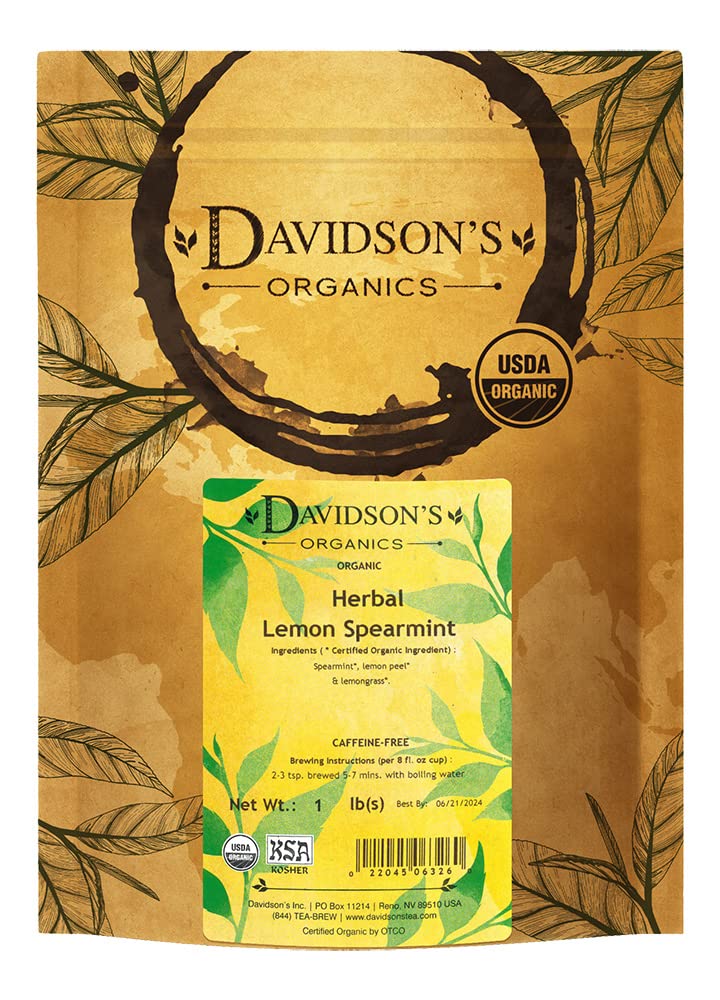Davidson's Organics, Herbal Lemon Spearmint, Loose Leaf Tea, 16-Ounce Bag