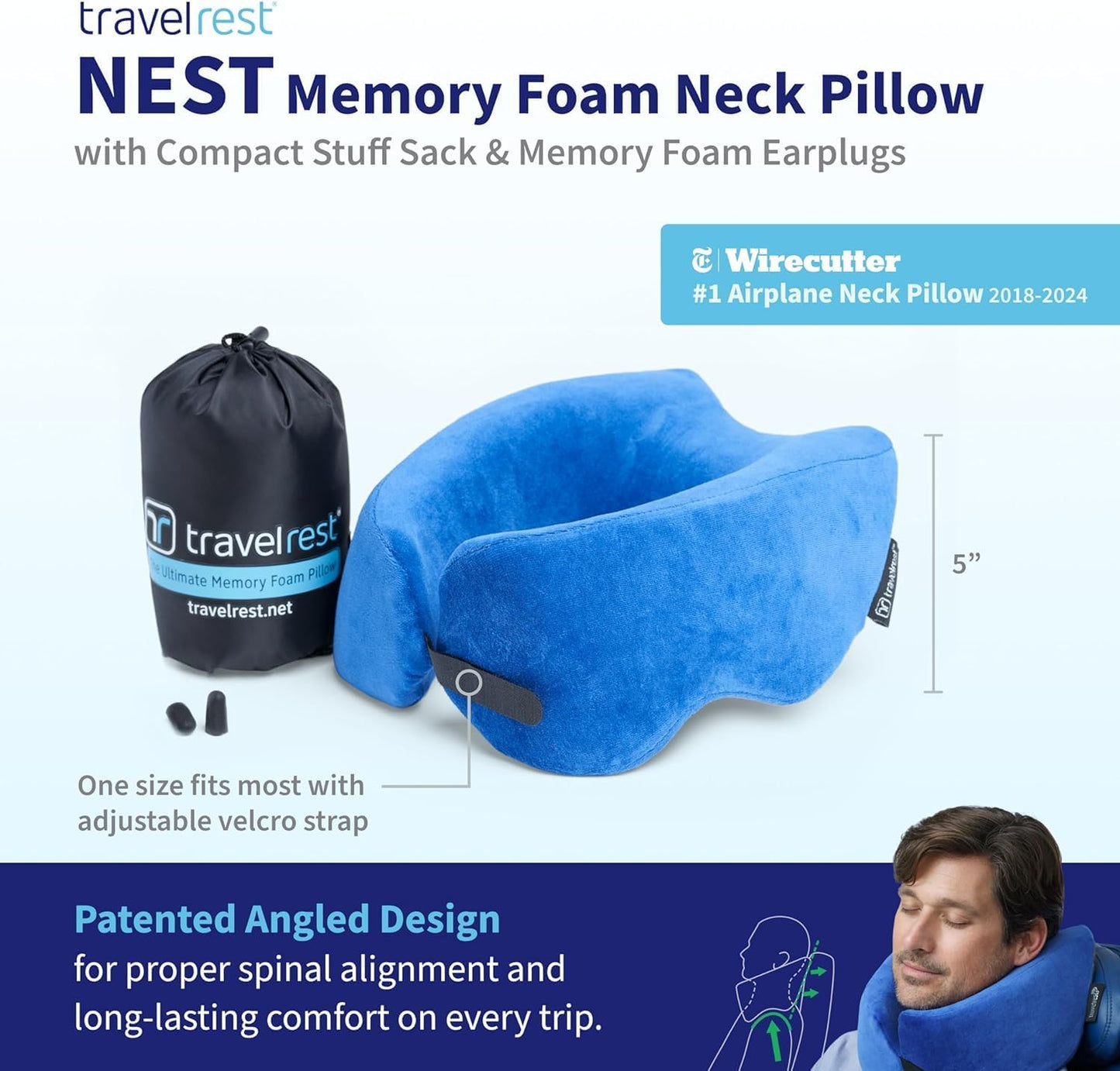 TRAVELREST Nest Neck Pillow Travel Essentials - Memory Foam Support - Grey