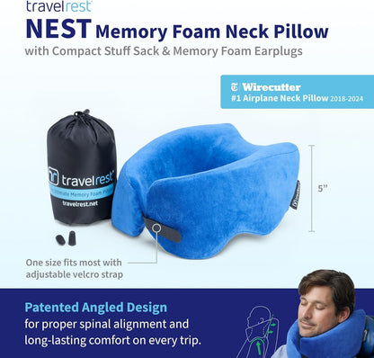 TRAVELREST Nest Neck Pillow Travel Essentials - Memory Foam Support - Grey