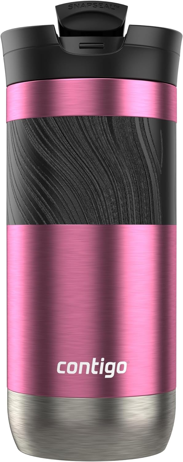 Contigo SNAPSEAL Insulated Stainless Steel Travel Mug with Grip 20oz. Blue Corn Transparent Satin & Midnight Berry