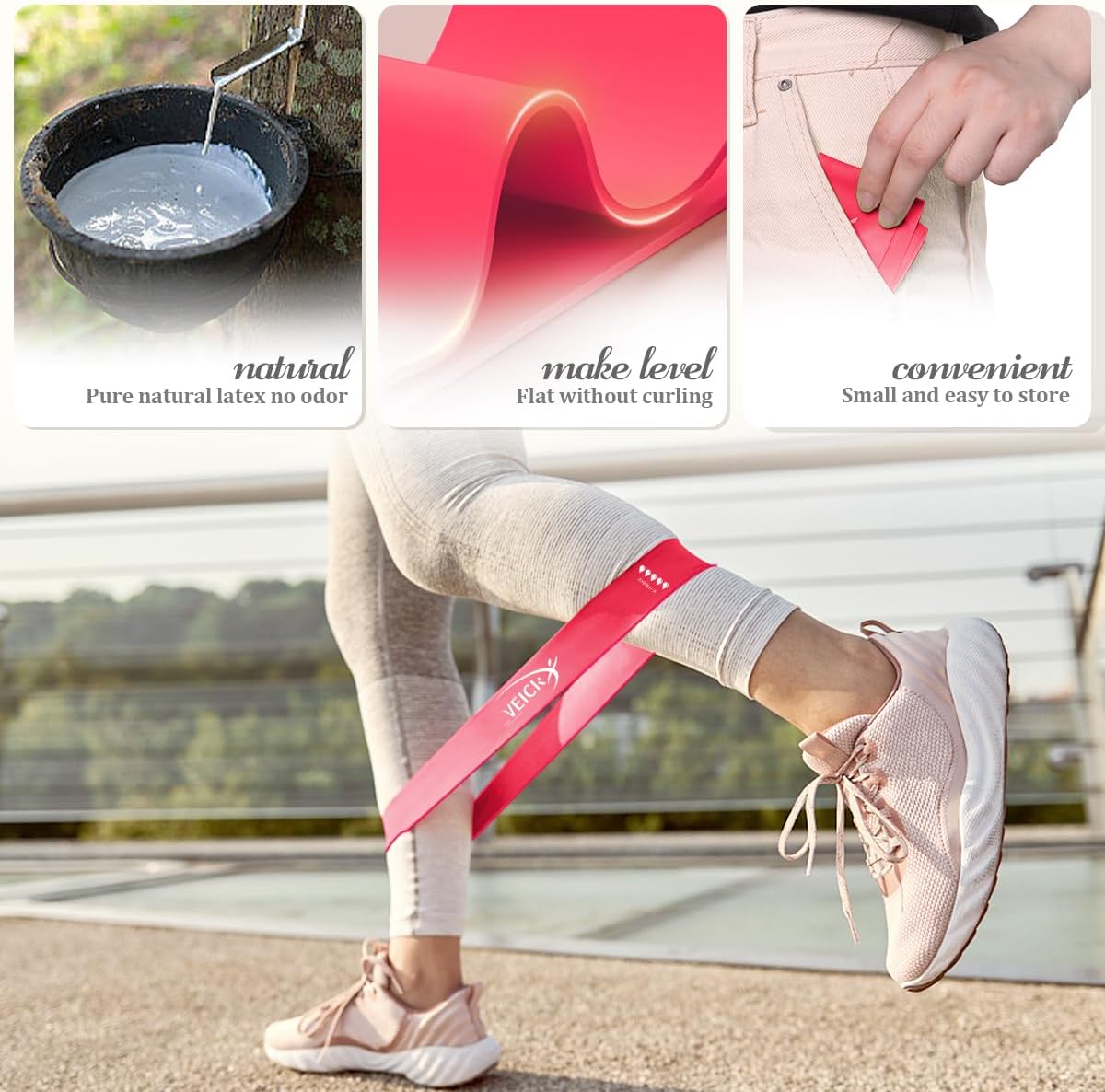 VEICK Resistance Loop Bands Set of 5, Exercise Bands with 5 Resistance Levels, Stackable Workout Bands for Strength Training, Pilates, Fitness Gear for Men Women Home Gym Office Travel