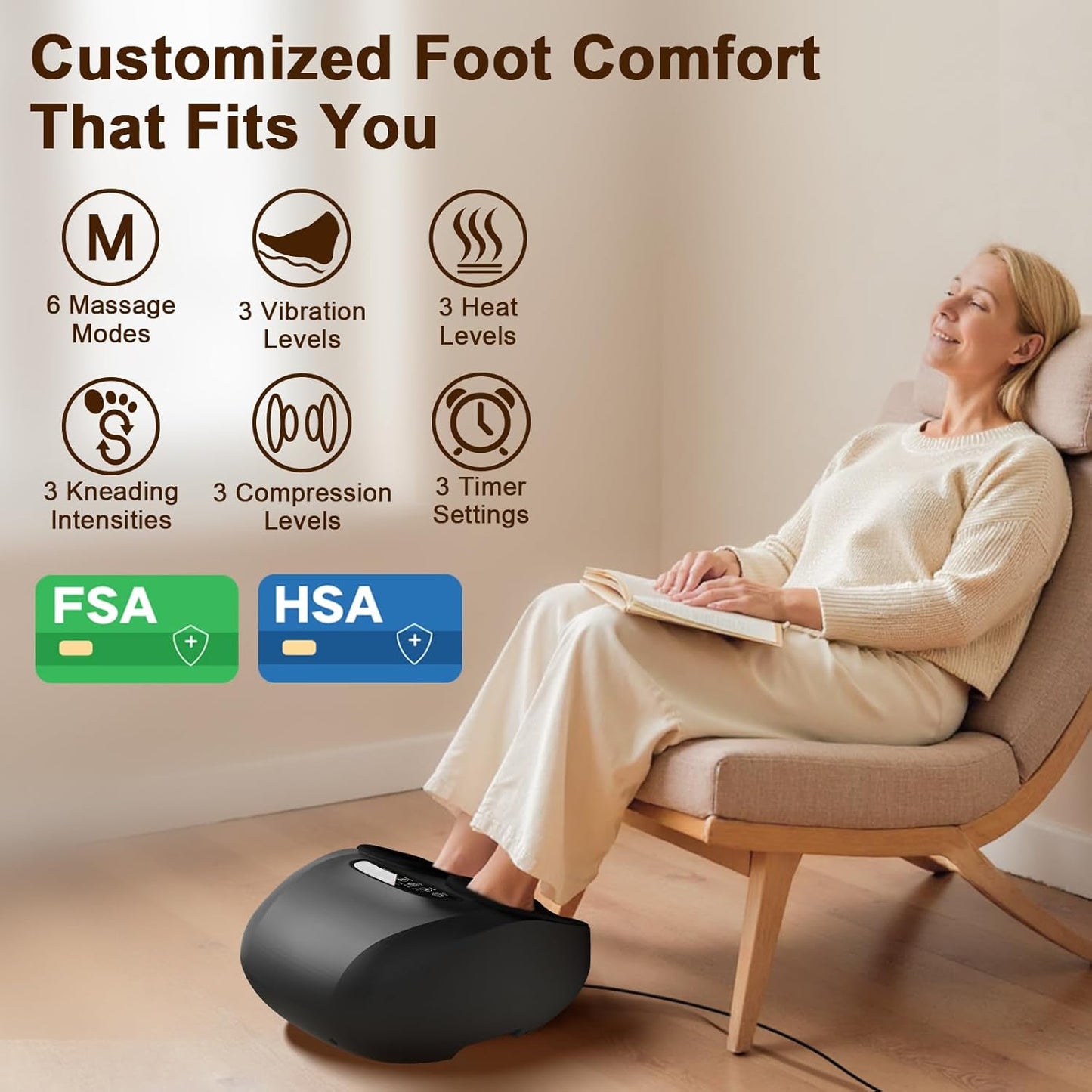 JZBRAIN Foot Massager for Plantar Fasciitis & Neuropathy 2026 Upgraded | Comfortable Shiatsu Massage with Heat, Kneading, Vibration & Compression