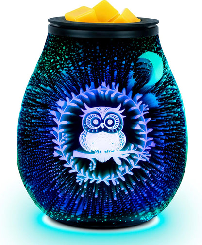 Wax Melt Warmer for Scented Wax- Glass Wax Melter for Home Fragrance with Removable Tray, Essential Oil Warmer Wax Cubes Burner Aroma Night Light for Home Office Bedroom Decor Gifts for Women