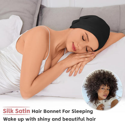 ZHENSILK Silk Bonnet for Sleeping Women, Adjustable Silky Satin Lined Sleep Cap, Silk Hair Wrap Slouch Beanie Hat
