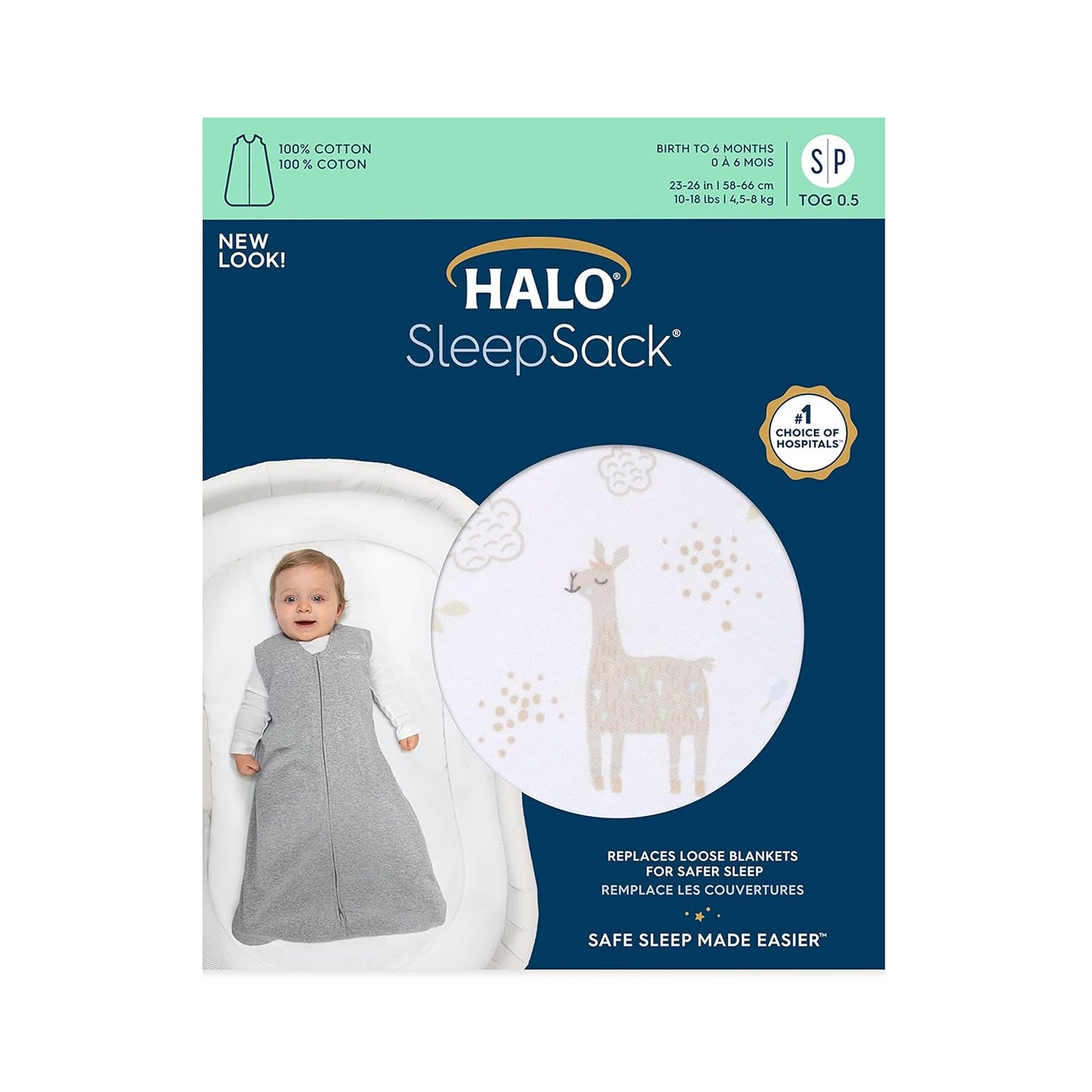HALO SleepSack, 100% Cotton Wearable Blanket, Swaddle Transition Sleeping Bag, TOG 0.5, Ocean Life, Medium, 6-12 Months