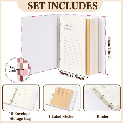 Important Document Organizer Folder Binder Checkered, Green