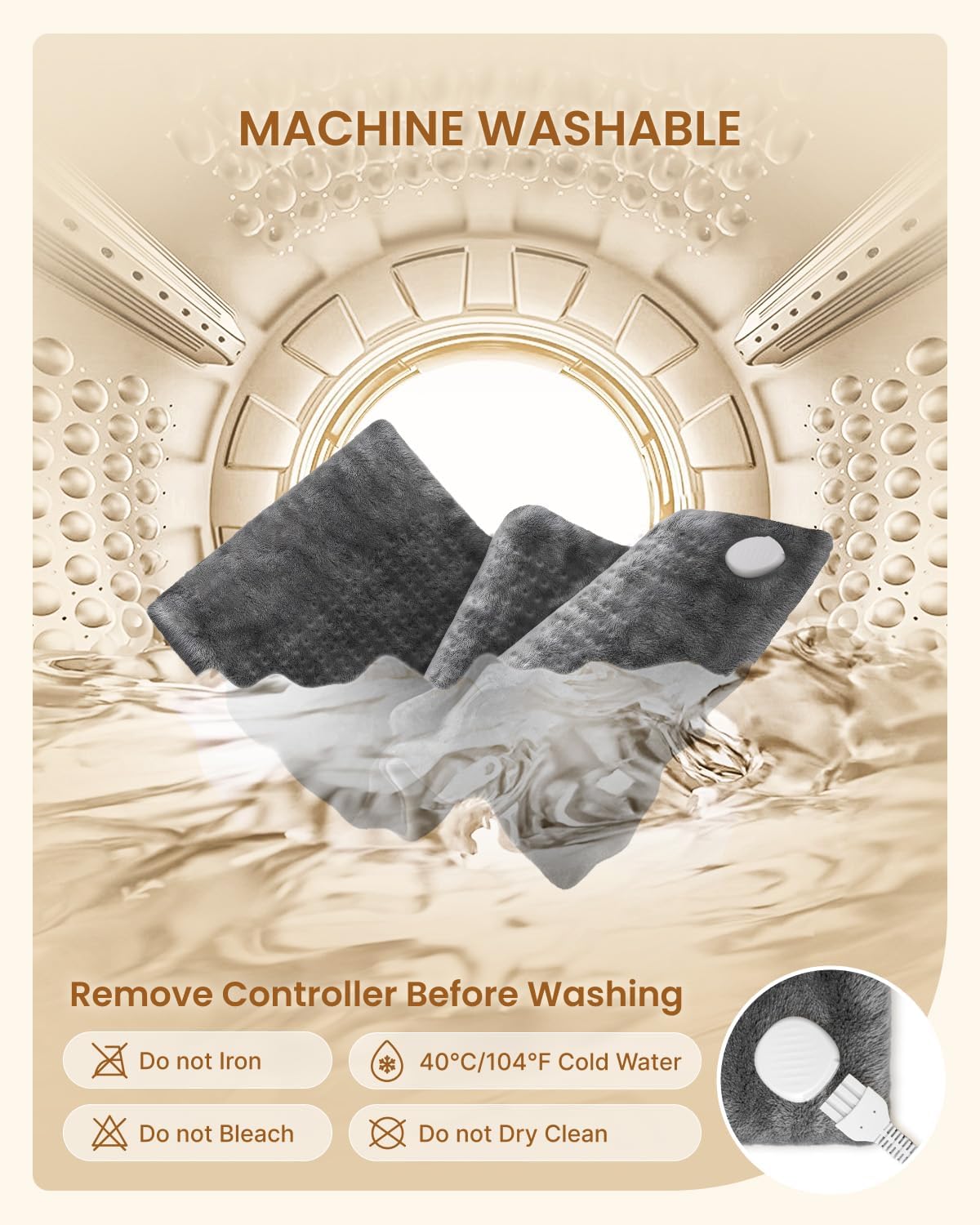 RENPHO Electric Heating Pad for Back with 10 Heat Levels