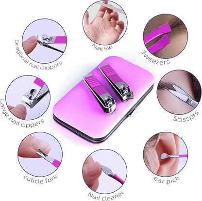 Manicure Set 8 in 1 Nail Clipper Set,RedFlow Nail Clippers,Fingernail & Toenail Clippers,Manicure Tools,Pedicure Tools,Suitable for Travel Manicure Kit,Nail Set Kit with Everything Profe (Blue)