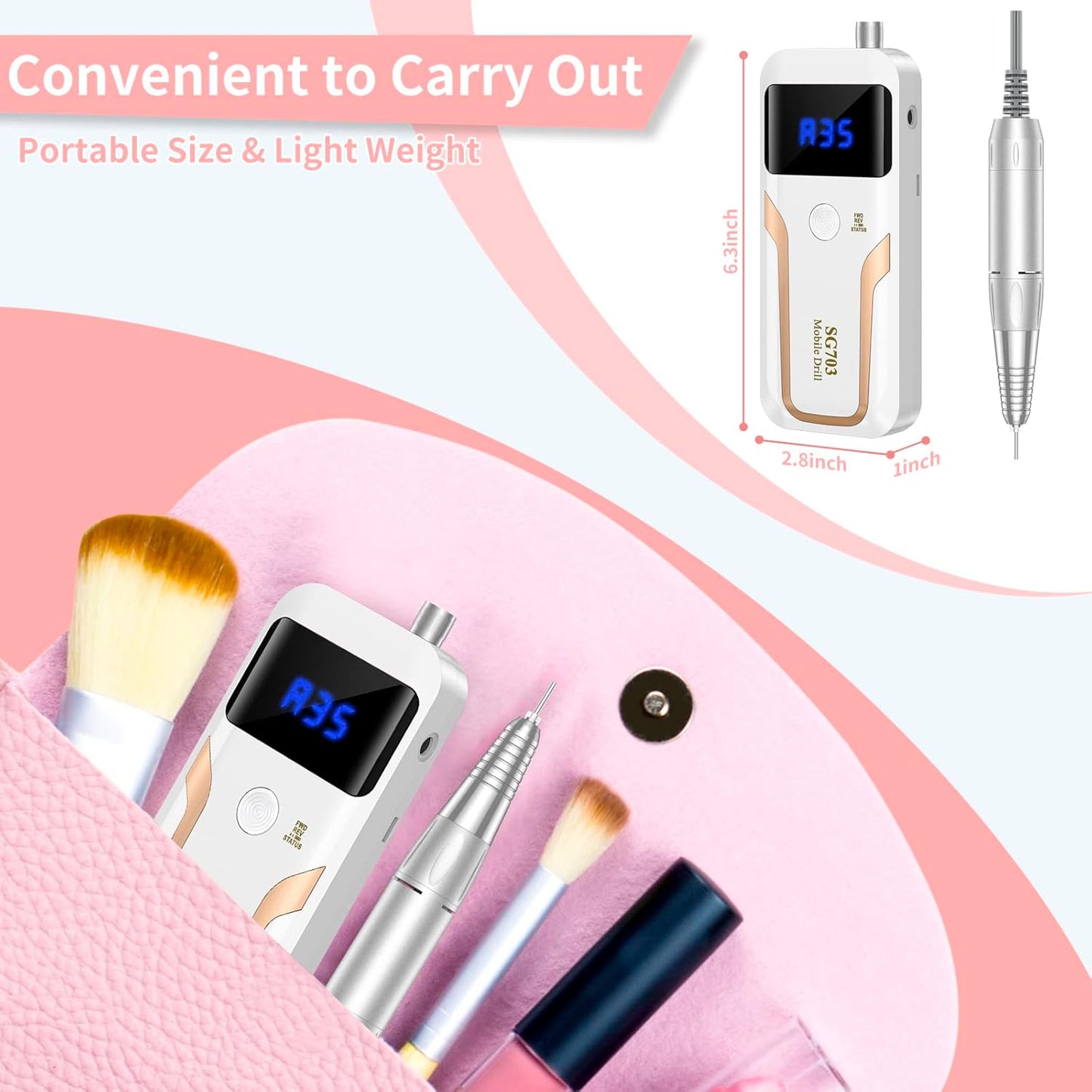MOCOWIND Portable Nail Drill Professional 35000 RPM, Electric Nail E File