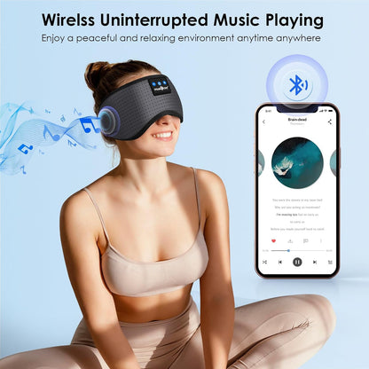 MUSICOZY Sleep Headphones Bluetooth 5.4 Headband Sleeping Eye Mask for Mom Women Men Wireless Music Earbuds Earphones for Side Sleepers Built-in HD Speakers Cool Gadgets Unique Gifts