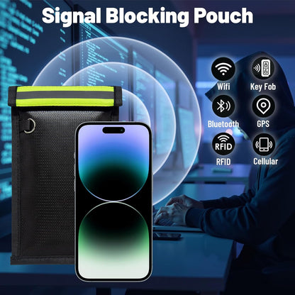 Military Grade Faraday Bags for Phones & Car Keys, Anti-Tracking Anti-Theft Signal Blocking Pouch, Faraday Key Fob Protector