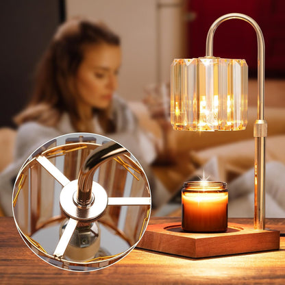 Yuichoy Candle Warmer Lamp with Timer, Dimmable Electric Candle Wamer Adjustable Height, Gifts for Women Mom, Glass Modern Candles Melter Lamp, Black
