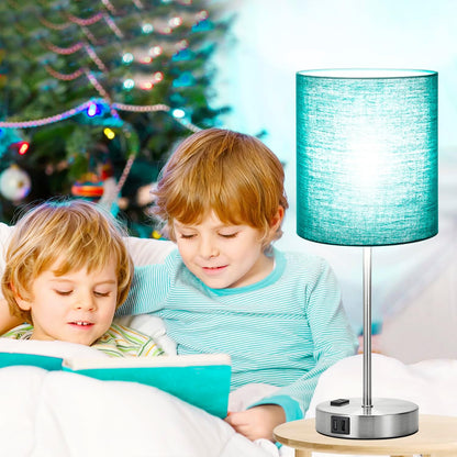 Set of 2 Touch Control Table Lamps with 2 USB & AC Outlet, 3-Way Dimmable Bedside Nightstand Lamps for Bedroom Living Room Nursery, 800 Lumens 5000K Daylight Bulbs Included
