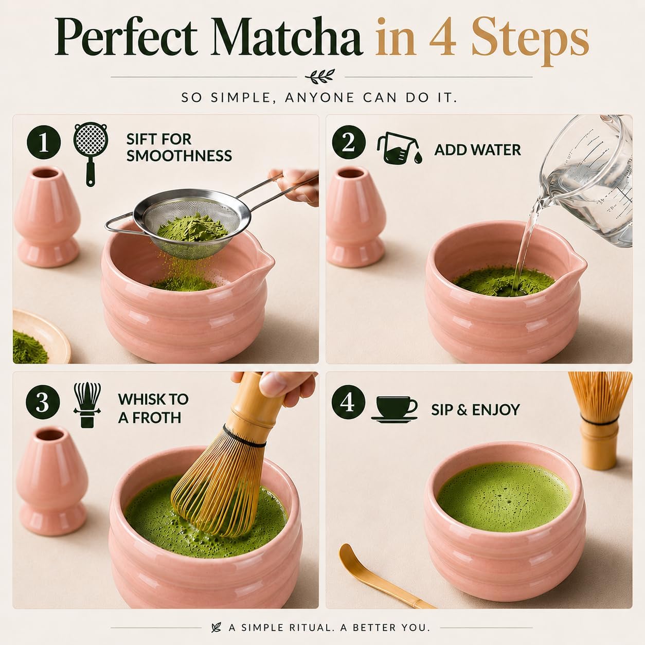 BARISTA EMPEROR® MATCHA WHISK SET PREMIUM 11pcs - Professional Matcha Kit Set with Matcha Bowl, Matcha Whisk, Milk Frother, Spoon, Sifter, Scoop, Stand, Cup, Tea Mat, Cloth - Matcha Bowl Set