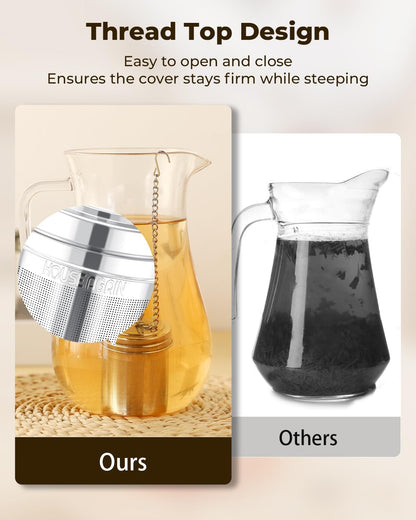 House Again 2 Pack Tea Infuser, Extra Fine Mesh Tea Infusers for Loose Tea, 18/8 Stainless Steel Tea Strainer with Extended Chain Hook, Tea Steeper for Brew Tea, Spices & Seasonings
