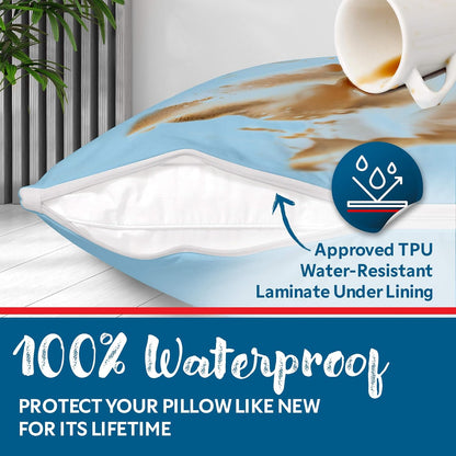Guardmax Jersey Knitted Pillow Protector with Zipper Standard Size - 4 Pack -100% Waterproof, Bed Bug Proof, Dust Mite Proof, & Hypoallergenic Pillow Covers - Premium Zippered Pillow Cases. (20 X 26)