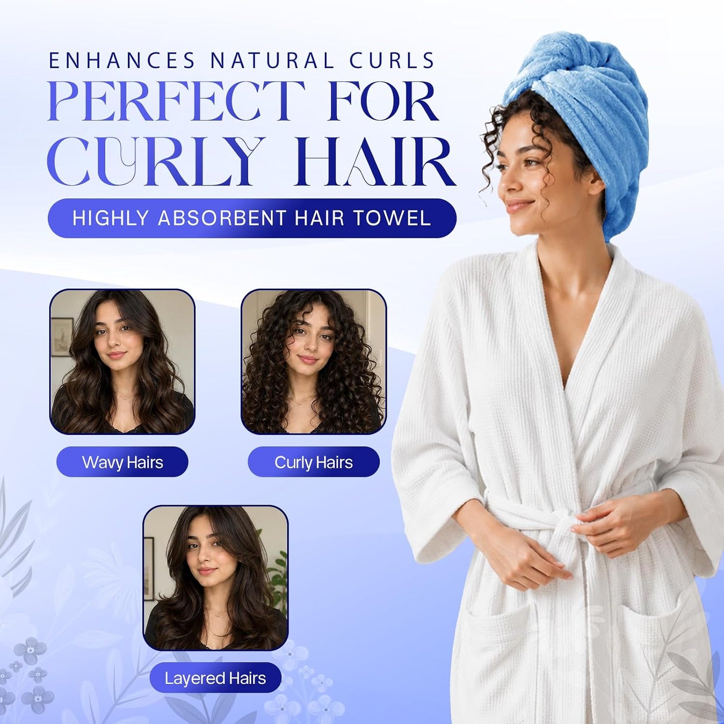 Lili&James 100% Cotton Hair Towel Wrap for Women & Kids – 420 GSM Quick Dry Hair Turban with Double Button Loop, Anti Frizz Non Microfiber Hair Drying Towel for Curly, Long & Thick Hair (Lilac)