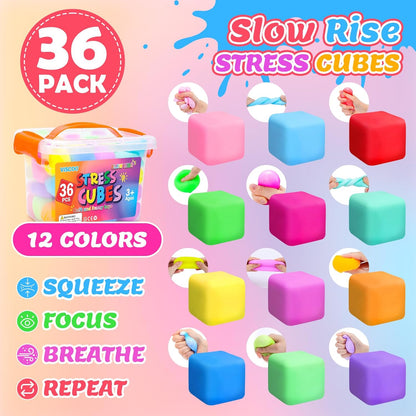 12 Pack Slow Rising Stress Ball,Stress Balls for Kids Adults,Stretchy Fidget Toys for Stress Relief,Hand Therapy Sensory Squishy Ball, Squishy Toys for Kids, Classroom Prize Box Party Favors