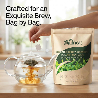 Nutricas Oolong Tea,100% Organic Oolong Tea Bags,Digestion and Metabolism,Smooth Aroma, Low Astringency, Naturally Energizing – Perfect for Hot & Iced - 20 Bags (1 pcs)