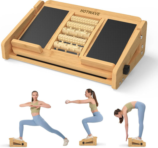HOTWAVE Slant Board for Calf Stretching with Foot Massage Roller