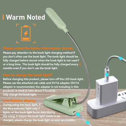 VAVOFO Clip On Book Light for Bed Kids, 7 LED Reading Light with 9-Level Warm Cool White Daylight, Eye Care Lamp with Power Indicator for Bookworms (Blue)