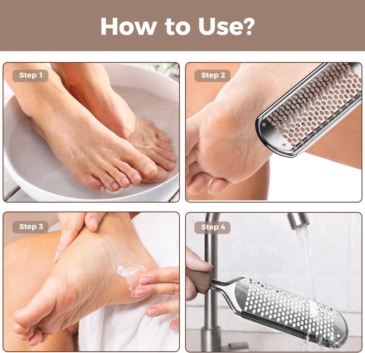 Foot File Foot Scrubber Pedicure - Callus Remover for Feet Easkep Professional Grater Rasp Foot Scraper Corns Callous Removers Cracked Dead Skin Remover for Dry and Wet Feet (Golden)