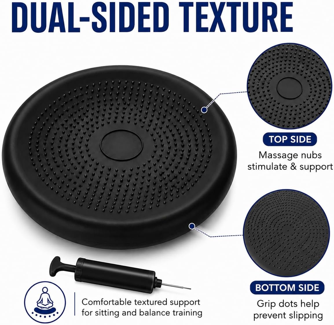 Hanstuten Wobble Seat Cushion Balance Disc - Rubber Wiggle Seat for Active Sitting, Office Desk Chair, and Core Strength Training