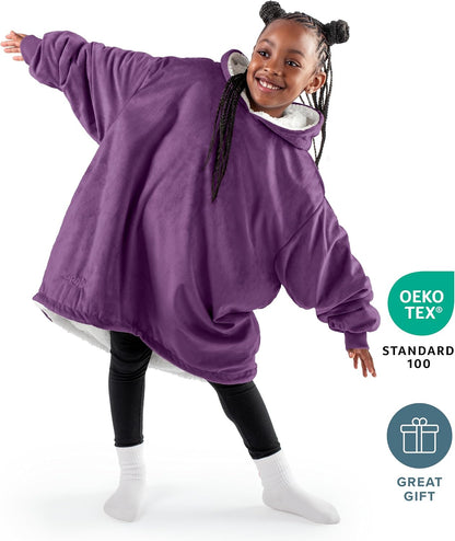 Bare Home Wearable Blanket Hoodie - Soft Plush Sherpa - Warm and Cozy - Oversized Wearable Blanket