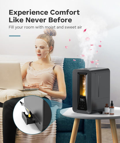 BREEZOME 6L Cool Mist Humidifier for Bedroom 50H Runtime 7-Color Mood Light