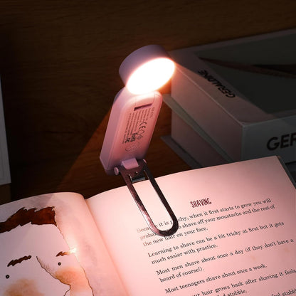 VAVOFO USB Rechargeable Book Light, Blue Light Blocking, Amber Clip-On Bookmark Shaped Reading Light, Eye Care 6 LEDs With 9 Lighting Modes for Bookworms (Grey)