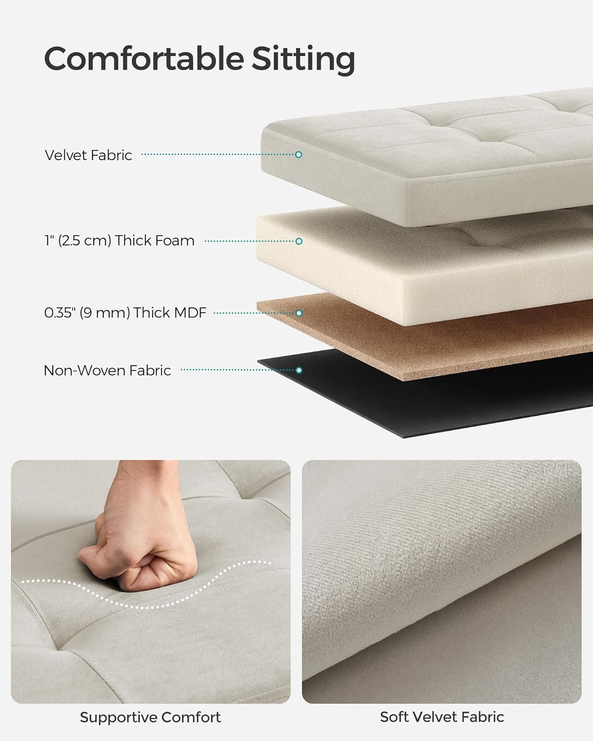 SONGMICS Mazie Collection - Storage Ottoman Bench, Foldable Foot Rest, 15 x 43 x 15 Inches, End of Bed Bench, Storage Chest, Load 660 lb, Living Room, Bedroom, Entryway, Jelly Pink ULSF277R01