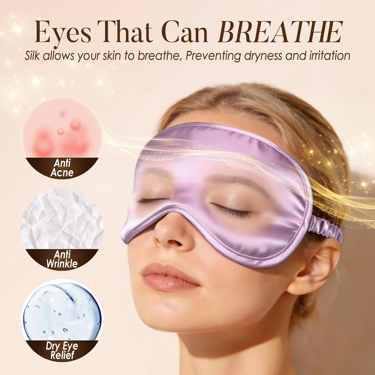 LULUSILK 100% Mulberry Silk Sleep Eye Mask for Sleeping Women and Men, Pink