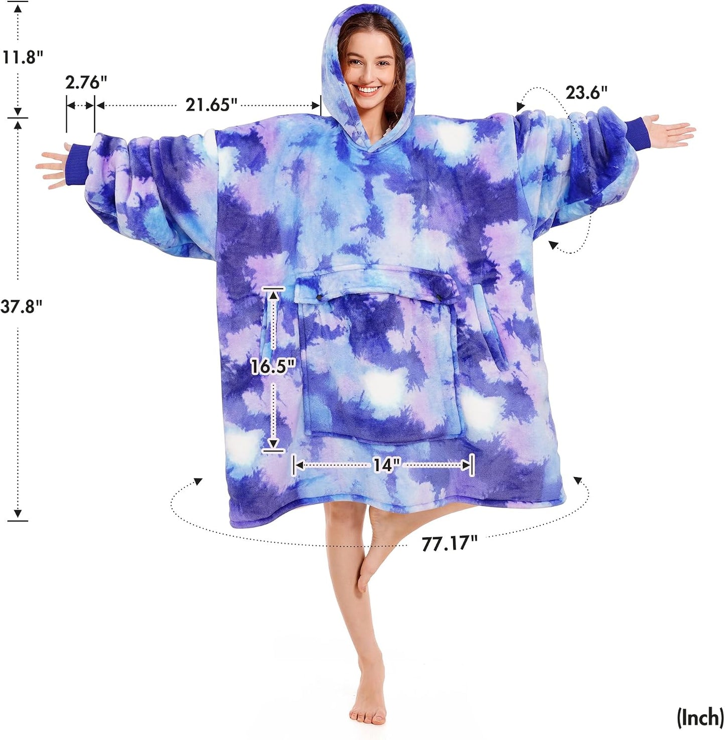 Narecte Cozy Oversized Blanket Hoodie Wearable Blanket Adults Soft Hooded Blanket Hoodie Birthday Gifts for Women Christmas - Colors B