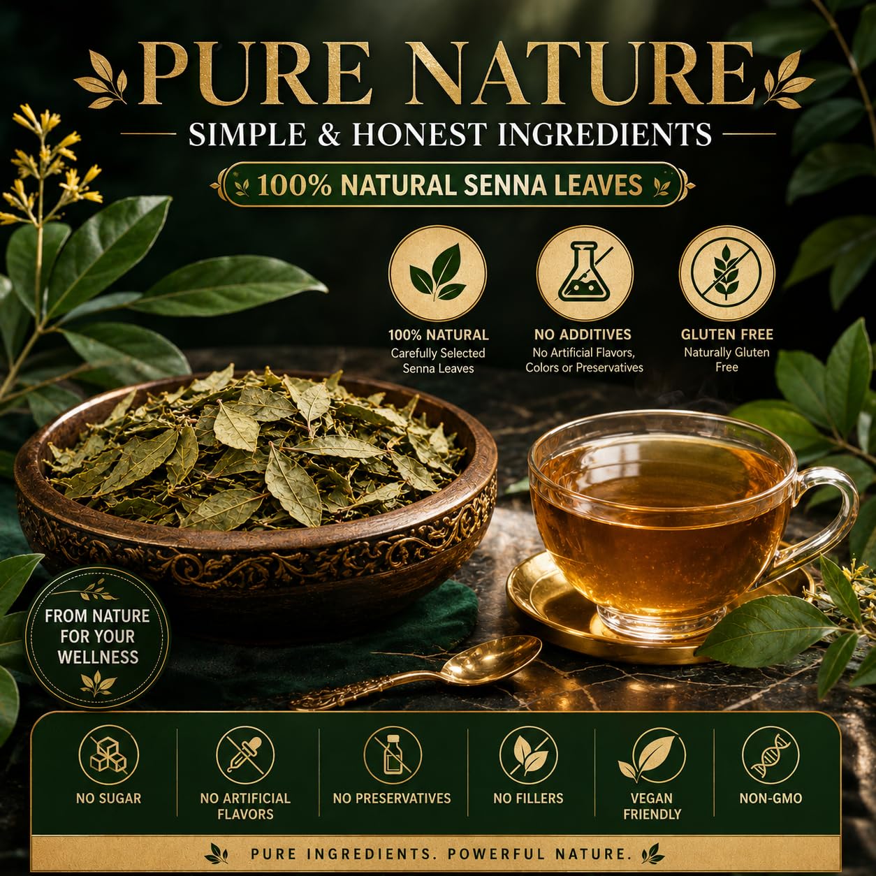 WOTIHA 60 Count Premium Lemon Balm Tea Bags - 100% Pure Natural Leaves, Lemony Citrusy Flavor, Supports Calming & Digestion, Caffeine-Free, Additive-Free, Sugar-Free, Vegan Non-GMO