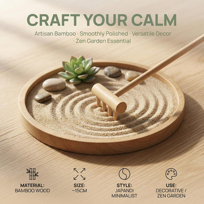 YARNOW 20 Pcs Mini Zen Garden Rake Set, Bamboo Tabletop Sand Tools for Desk Meditation, Small Wooden Accessories for DIY Miniature Craft & Home Decor