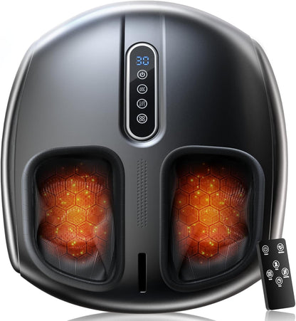 PACOVY Shiatsu Feet Massager, Foot Massager with Heat, Deep Kneading, Vibration and Air Compression for Plantar Fasciitis, 2 Heat Levels, Birthday Gifts for Women Mom Dad