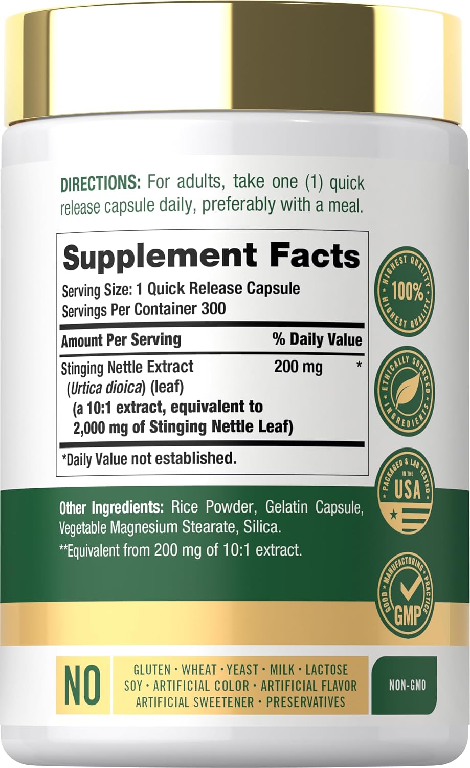 Carlyle Stinging Nettle Leaf Extract Supplement | 300 Capsules