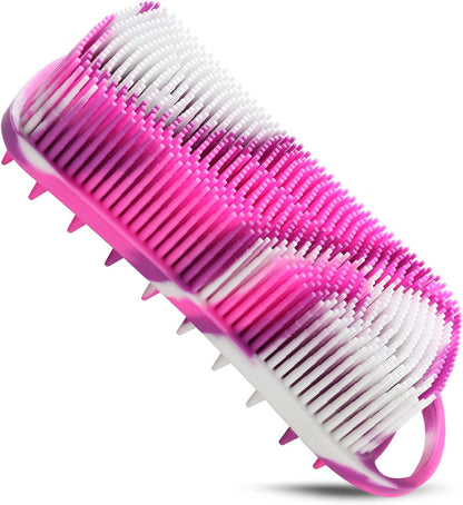 2PCS Silicone Body Scrubber, Loofah for Women, Gentle Exfoliating Shower Cleaner Bath Brush, Rubber Body Wash Deep Cleaning & Exfoliator & Massage, Travel-Friendly for Bathroom