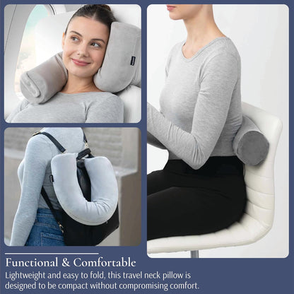 Brookstone Free Form Travel Pillow Lightweight Flexible Memory Foam Pillow